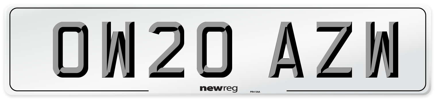 OW20 AZW Number Plate from New Reg